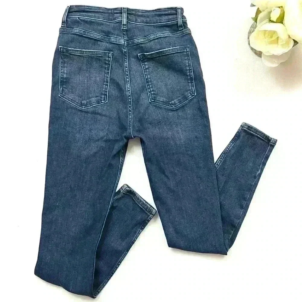 Free‎ People Button Fly Sabrina Distressed High Waist Skinny Jeans Size 28